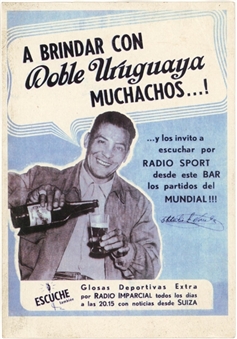 1950 Doble Uruguaya Beer Advertisement Featuring Obdulio Varela (Letter of Provenance)